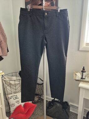 DKNY Black Textured Zip Front Pants